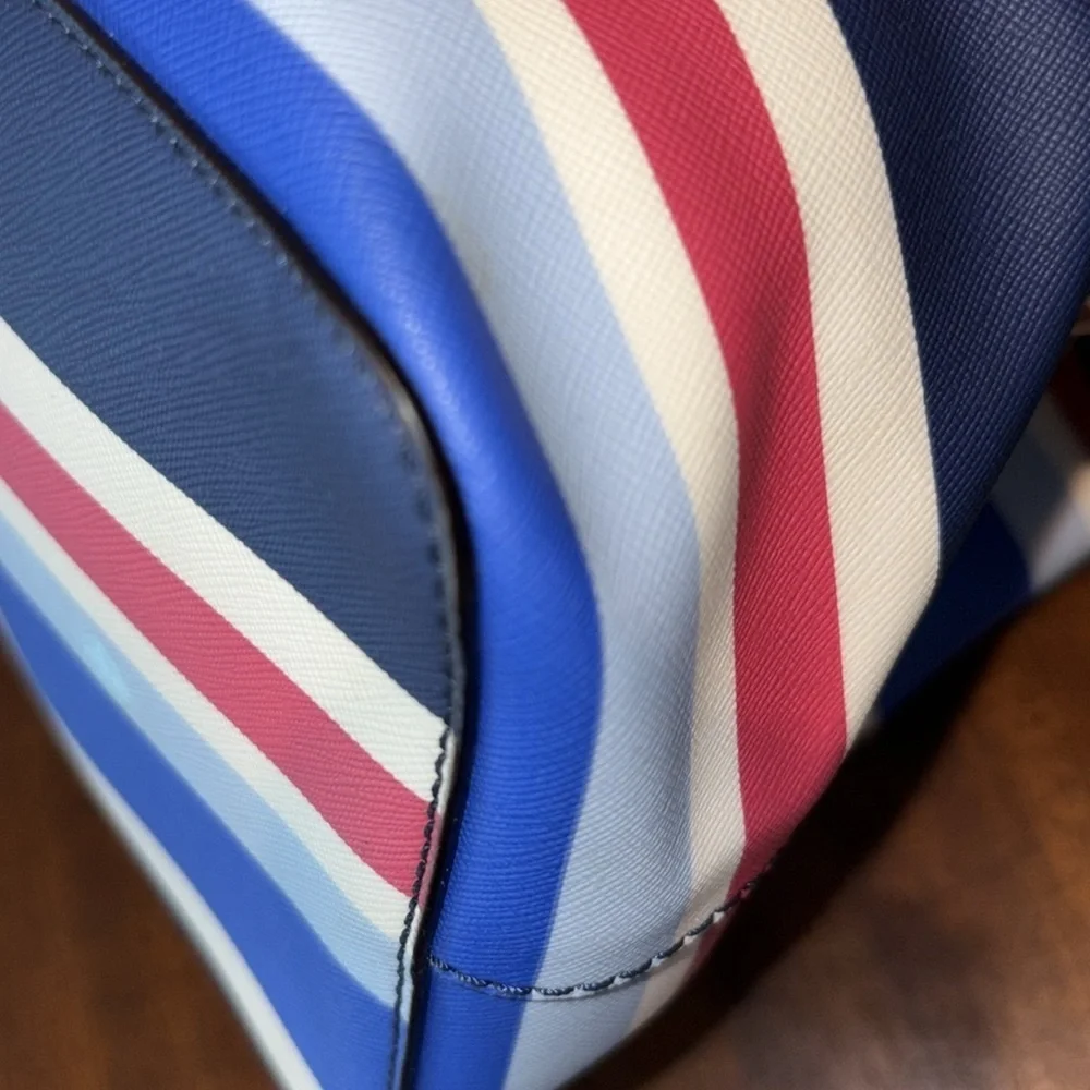 Kate Spade   Satchel  Crossbody bag striped red white blue black light blue NWOT